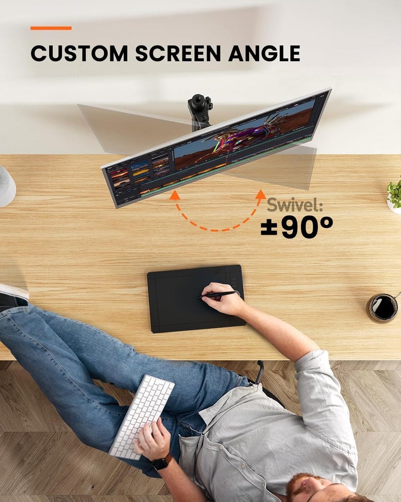 Ergear Monitor Mount for Most 13-32" Computer Screens up to 17.6lbs, Improved LCD LED Monitor Riser, Adjustable Height and Angle, Single Gaming Desk Mount Stand, Black, EGCM12 - Image 4